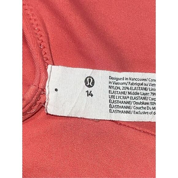 Lululemon Waterside High Neck One Piece Swimsuit size 14 coral bathing suit - Picture 6 of 6